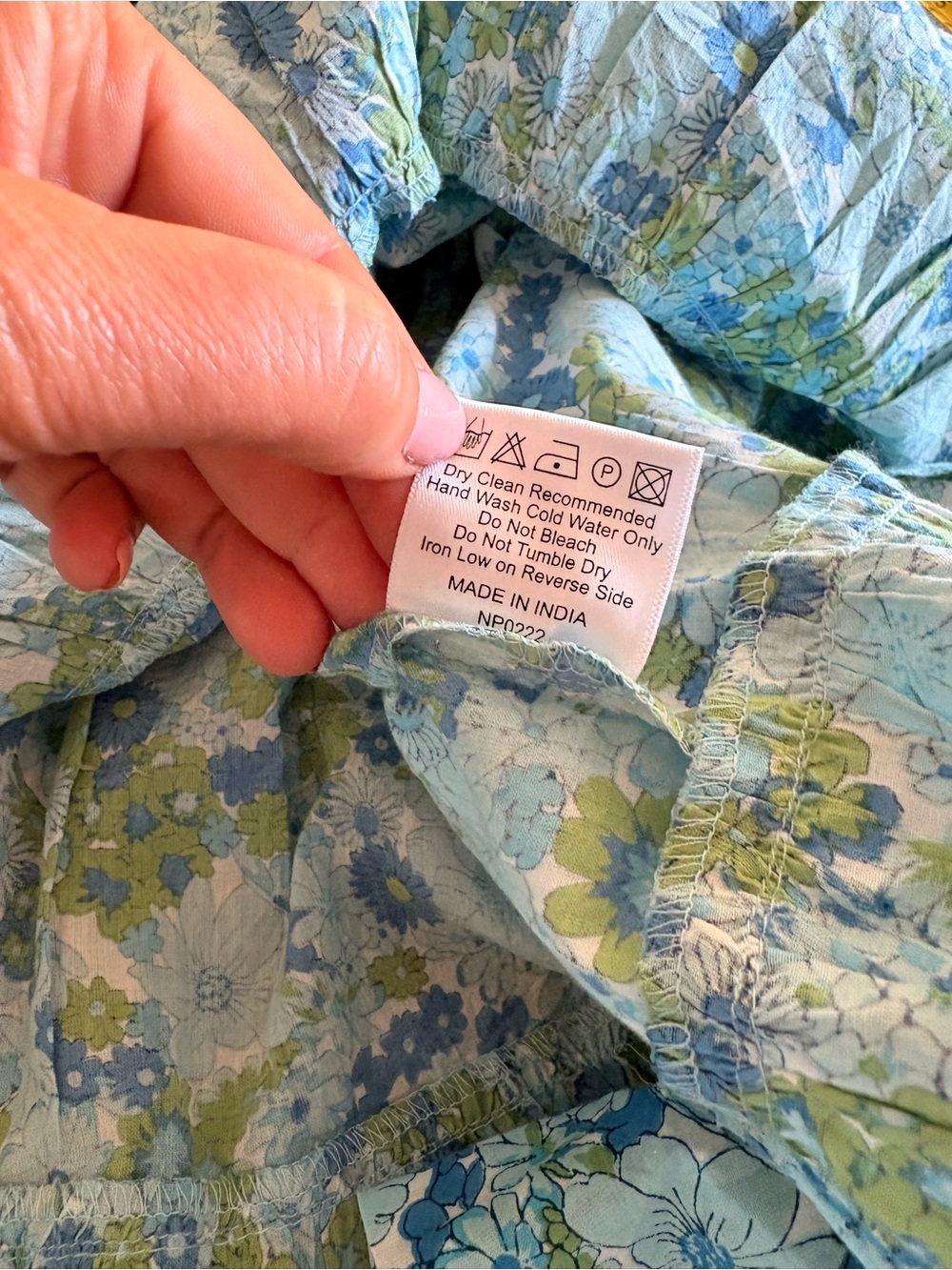 Cotton Blue Floral Tiered Maxi Dress with Puff Sleeves Large - Picture 2 of 13